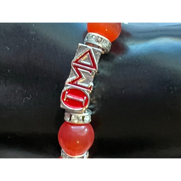 Delta Sigma Theta Bling Natural Agate Soror Charm Bracelet - Picture 4 of 11